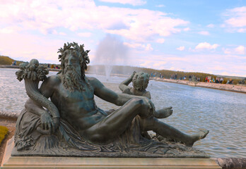 PARIS FRANCE MARCH 13 2017 Statue in the  Garden of Versailles in France.