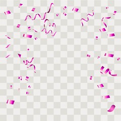 Colorful confetti. Festive of falling shiny confetti isolated on transparent background.