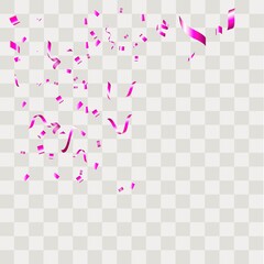 Colorful confetti. Festive of falling shiny confetti isolated on transparent background.