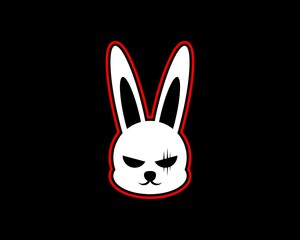 Angry bunny with black background