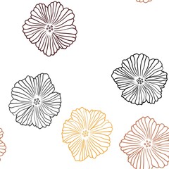 Dark Orange vector seamless elegant wallpaper with flowers. Colorful illustration in doodle style with flowers. Pattern for design of fabric, wallpapers.