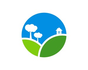 Fototapeta premium Tree and farm house