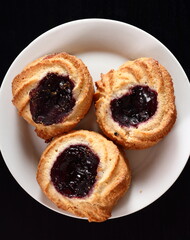 Marzipan cookies with jam. Directly above.