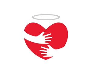 Love shape with hugging hand
