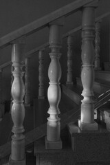 white marble balusters in the morning sun