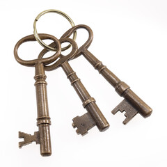 set of skeleton keys isolated on white background