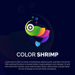 Colorful Shrimp logo template.