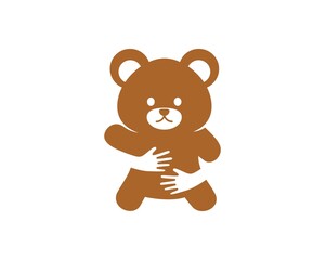 Teddy bear with hugging hands