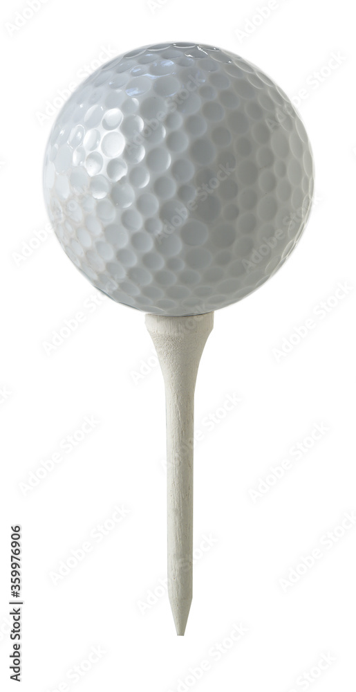 Wall mural golf ball on tee against white background