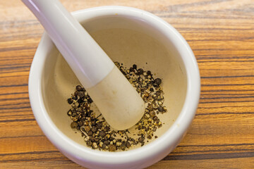 pepper in a mortar