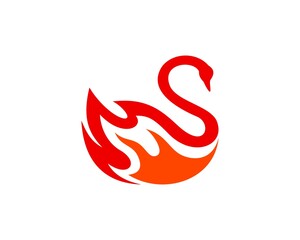 Combination swan with fire flame