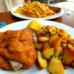 schnitzel with fries