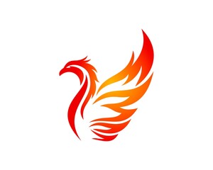 Luxurious fire phoenix logo