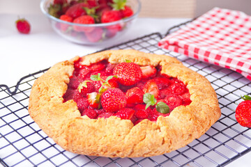 Strawberry galette tart pie with fresh strawberries
