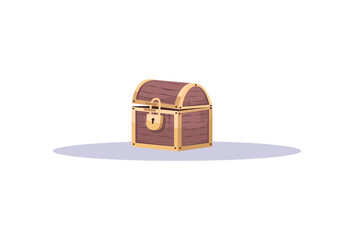 Treasure chest semi flat RGB color vector illustration. Pirate themed escape room attribute isolated cartoon object on white background. Key search challenge, treasure hunting quest
