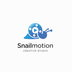 slow motion logo combination of snails and records design template