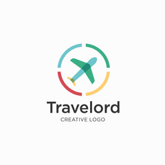 fun color airplane logo design template
