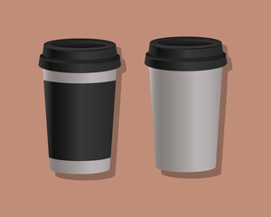 Mockup coffee mugs design of corporate identity template and branding theme Vector illustration