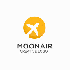 Obraz premium Moon Airplane symbol. tour logo vector
