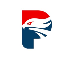 P letter initial with eagle head inside