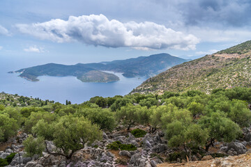Fototapeta na wymiar Breathtaking view from Ithaca island in Greece