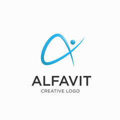 People care logo with letter a symbol, healty human logo