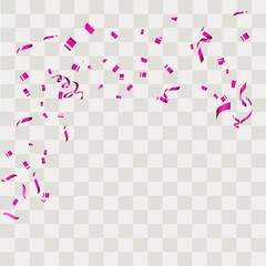 Colorful confetti. Festive of falling shiny confetti isolated on transparent background.