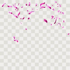 Colorful confetti. Festive of falling shiny confetti isolated on transparent background.