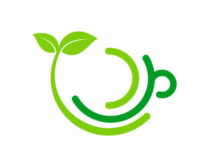 Abstract tea cup and leaf