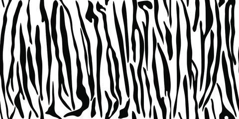 Stripes seamless pattern, vector monochrome black and white background. Classic line of tiger and zebra