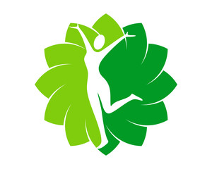 Healthy woman inside the star leaf