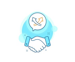 Exchange and turn, cross sign. Handshake deal complex icon. Intersection arrows line icon. Agreement shaking hands banner. Intersection arrows sign. Vector