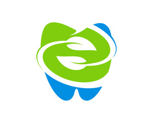 Herbal tooth with leaf swoosh