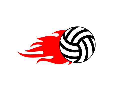 Volleyball with fire flame