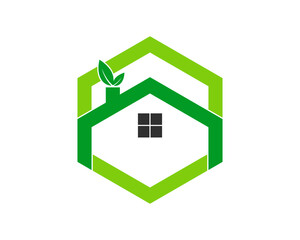 Green house with hexagon line
