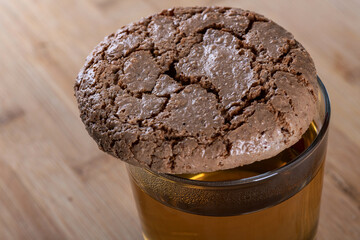 shortbread cookies with tea. A sweet snack for tea. Mendal cookie.