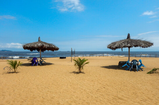 Atlantic Ocean beach, Monrovia, West Africa, Liberia,  Hotel "Africa" area, beach for local people, rest and picnic area.