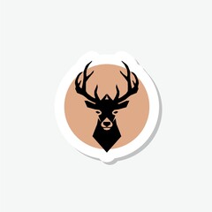 Deer head sticker isolated white background