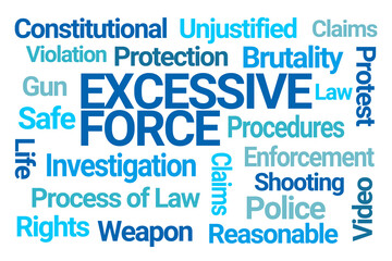 Excessive Force Word Cloud on White Background