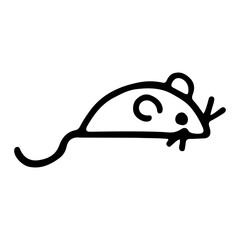Doodle style mouse. Hand made style. Mouse icon. Rodent. Little mouse on a white background.