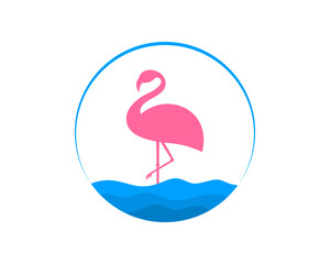 Flamingo with water inside the circle