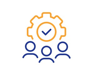 Teamwork line icon. Business workflow sign. Job meeting symbol. Colorful thin line outline concept. Linear style teamwork icon. Editable stroke. Vector