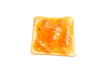 Toast with apricot jam isolated on white background