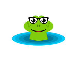 Smart frog with eyeglasses