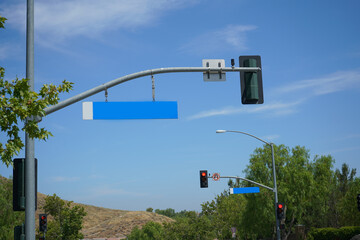 Blank Street Name Signs Hanging Street Lights Standards