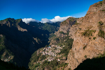mountain landscape with blue sky and clouds