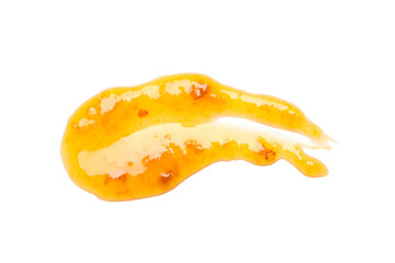 Fototapeta na wymiar Apricot jam isolated on white background, close up