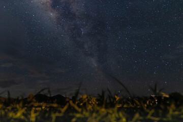 Close-up of Milky way galaxy with stars and space dust in the universe