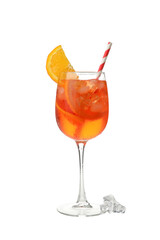 Aperol spritz cocktail isolated on white background. Summer drink
