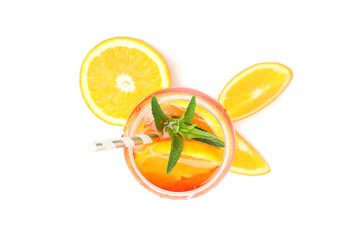 Aperol spritz cocktail isolated on white background. Summer drink
